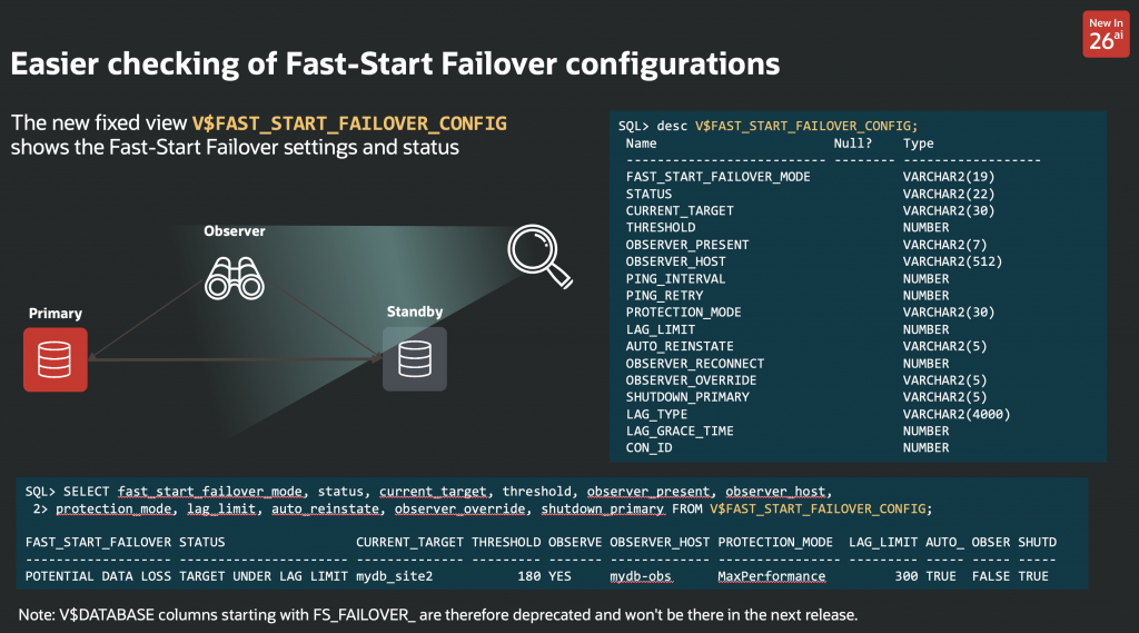 Slide showing the new view columns