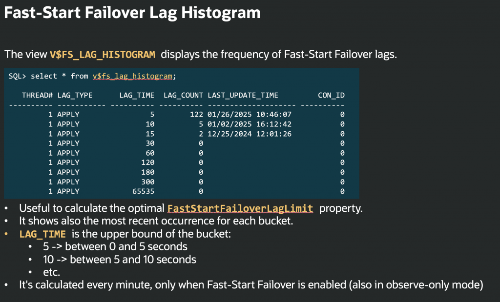 A slide with an example select from the view, redundant text with the blog post.